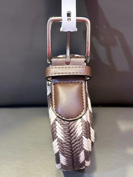 Goodfellow & Co Men's XL 40-42 Woven Braided Belt Preppy Brown Cream NWT