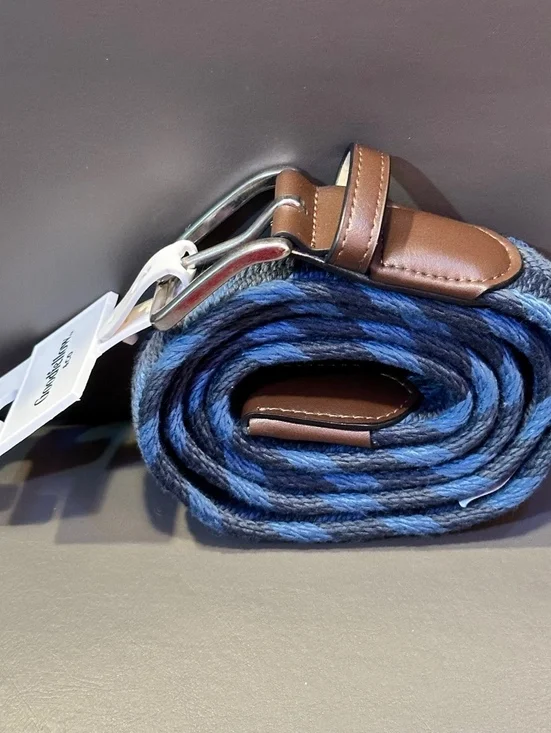 Goodfellow & Co Men's L 36-38 Woven Belt Preppy Casual Blue Brown NWT