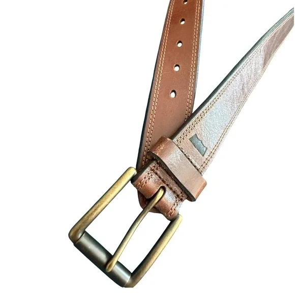 Levis Brown Leather Belt‎ Mens 42 Brass Buckle Casual Jean Accessory 11L V02G