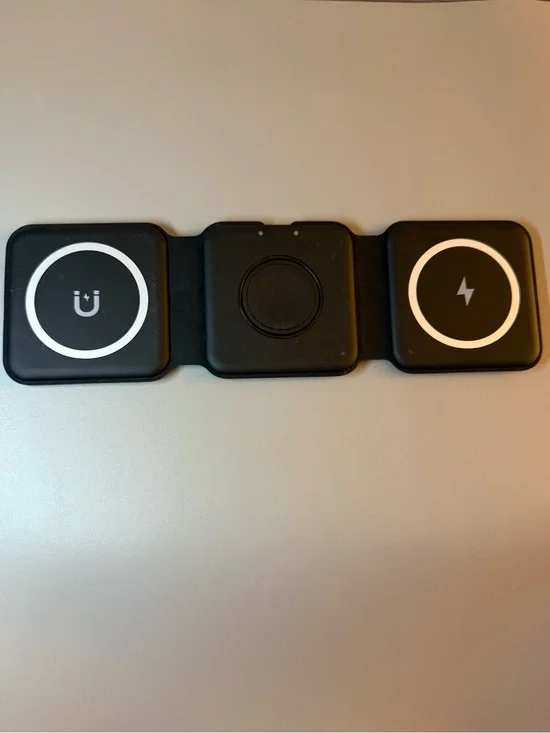 3-in-1 Foldable Wireless Charging Station Black MagSafe Watch Earbuds