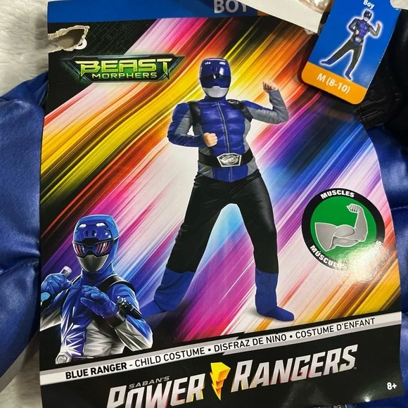 Power Rangers Beast Morphers Blue Power Ranger Halloween Costume Size M 8-10