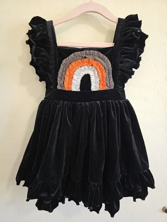 Girl August Halloween Rainbow Pinafore 4T