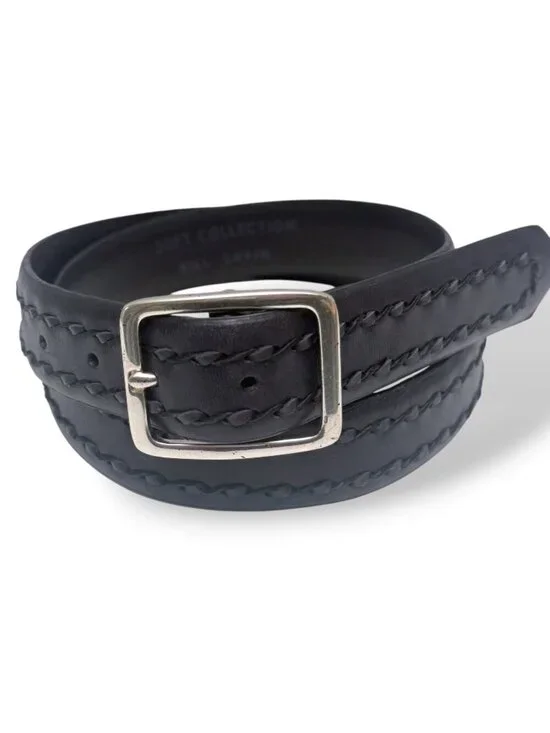 Bill Lavin Mens Belt Size 38 Calfskin Leather Dark Brown Woven Soft Collection