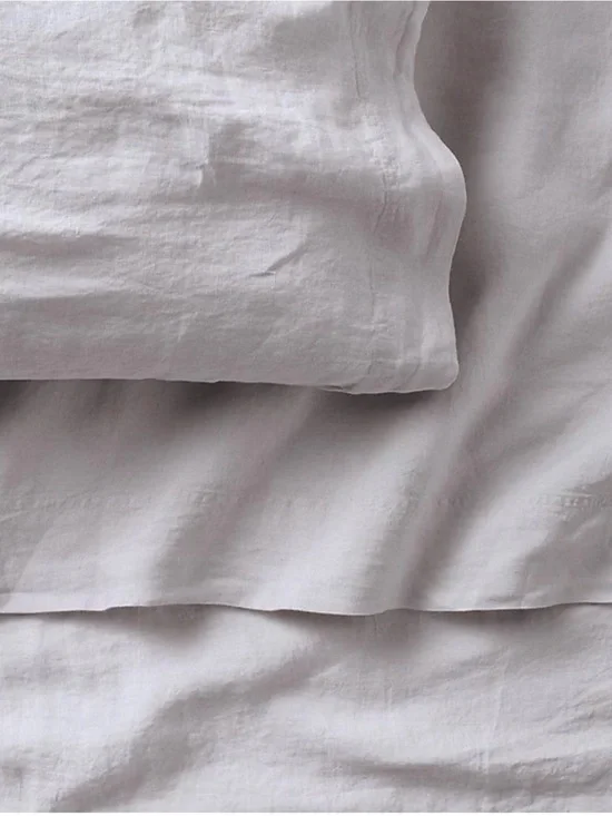 Garnet Hill Relaxed Organic Linen Solid Queen Lotus Sheet Set