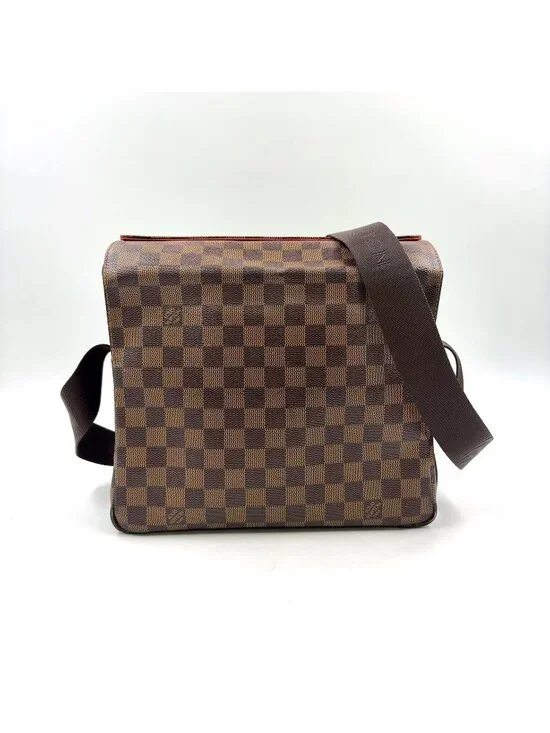 Louis Vuitton Naviglio Damier Ebene Leather Brown Shoulder Bag Gold