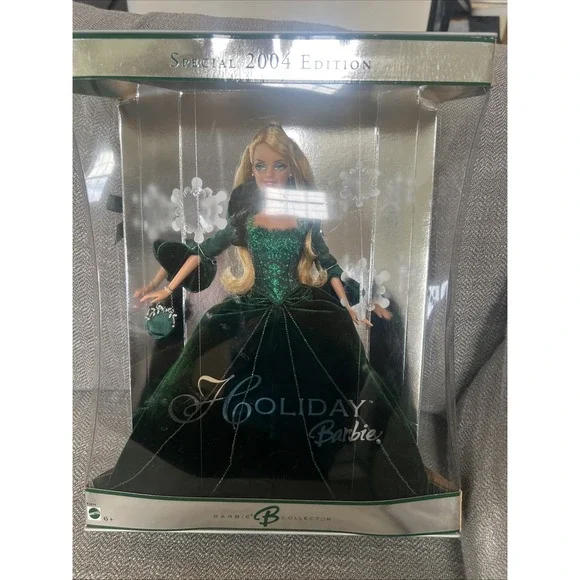 2004 Mattel Special Edition Holiday Barbie Doll Collector Blonde Green Dress