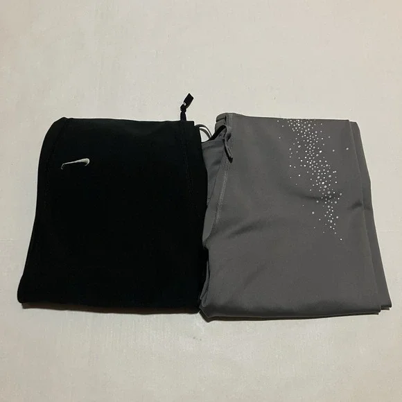 Nike Dri-Fit Womens Size Medium Gray Black Running Stretch‎ Legging Zipper Cuff