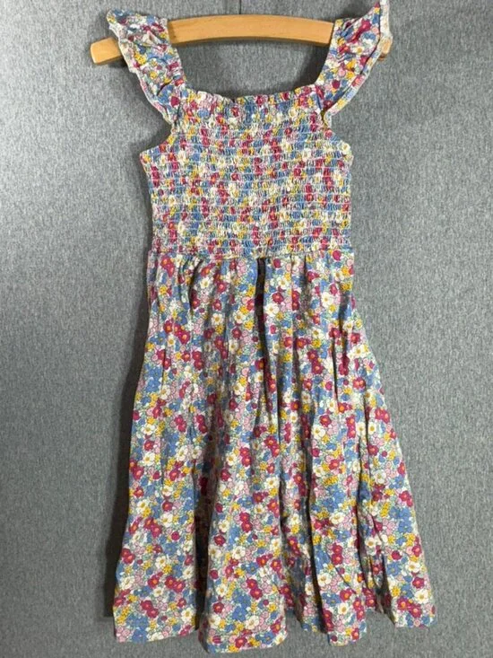 Mini Boden Cotton Floral Smocked Dress Kids' Size 5-6y