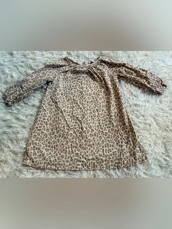 Baby Gap 100% Cotton Animal Leopard Print Corduroy Dress Toddlers Girls 4 Tan