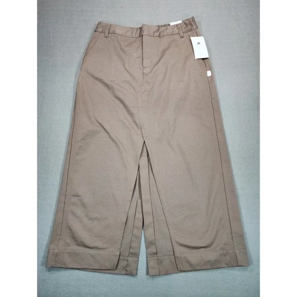 Nike Sportswear Essential Twill Maxi Skirt Brown Size Medium Elastic Waistband