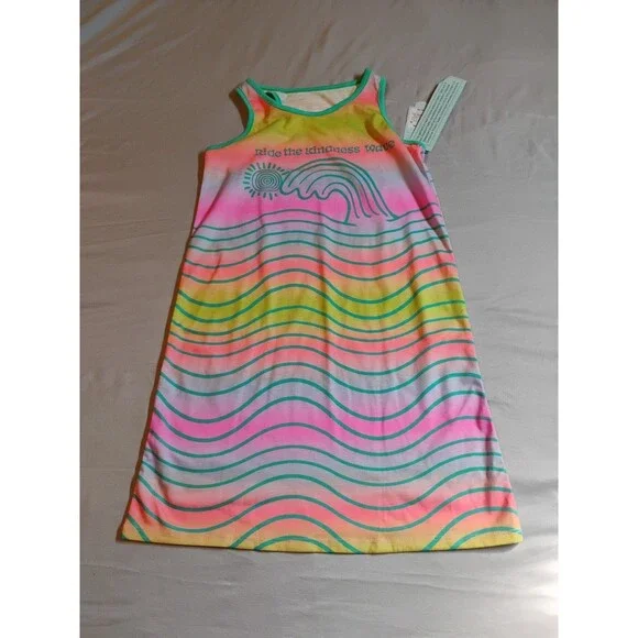 Cat & Jack Rainbow Tank Dress Medium 7/8 1 Piece Ride The Kindness Wave Bright