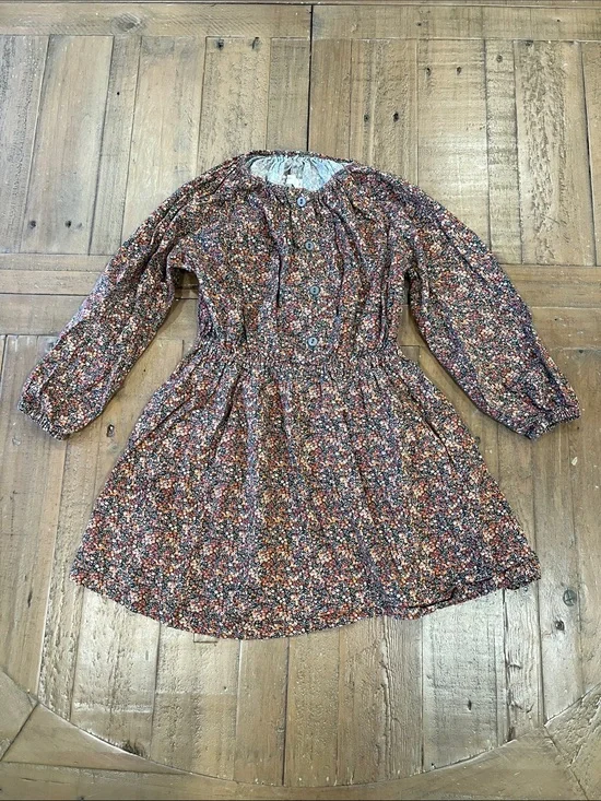 Anais & I fall floral elastic waist button front long sleeve dress 4 years