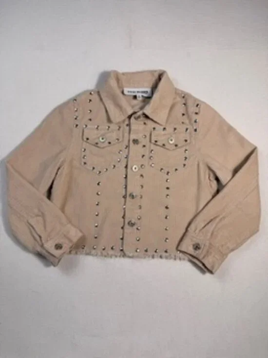 Steve Madden Kids Girls Studded Corduroy Jacket Size S Tan Distressed Western