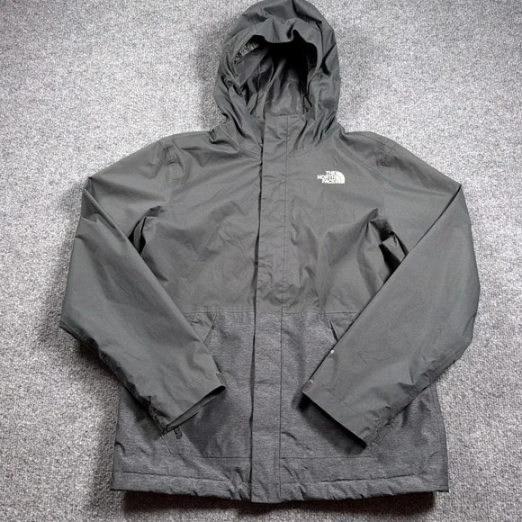 The North Face Rain Jacket Boys L 14/16 Grey DryVent Hooded Colorblock Coat