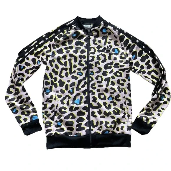 ADIDAS ORIGINALS LZ Pink Leopard Print SST‎ Superstar Track Jacket Large 13-14y