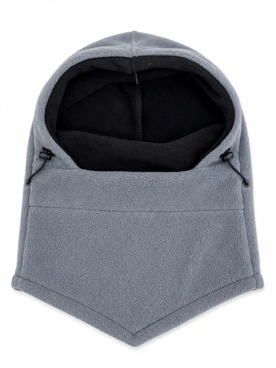 Fleece Hood Balaclava Neck Gaiter Snowboarding Skiing Face Cover Gray One Size