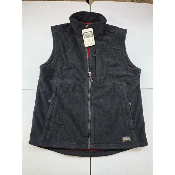 New Duluth Trading Men's L-Tall Shoremans Fleece Black Zip Lined Vest