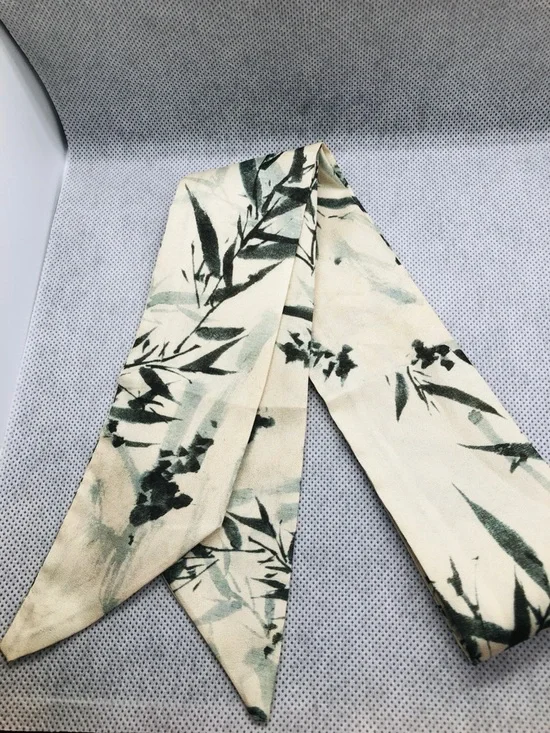 Cream and Green Botanical Scarf Tie