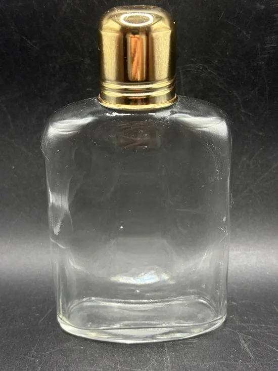 Vintage Glass Flask with Metal Lid, Barware Drinkware Collectibles Bottle