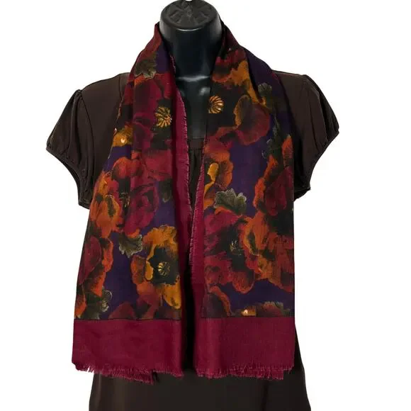 Burgundy Floral Scarf 45