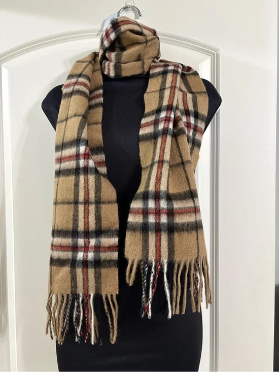 Edinburgh Classic Camel Plaid Fringe Scarf