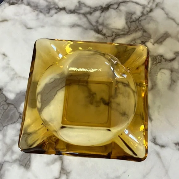 Vintage Amber Glass Heavy Duty‎ Ashtray