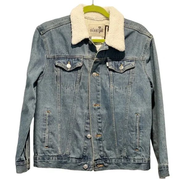 Levi’s Silver Tab Unisex Trucker Sherpa Collar Jacket Size Youth L