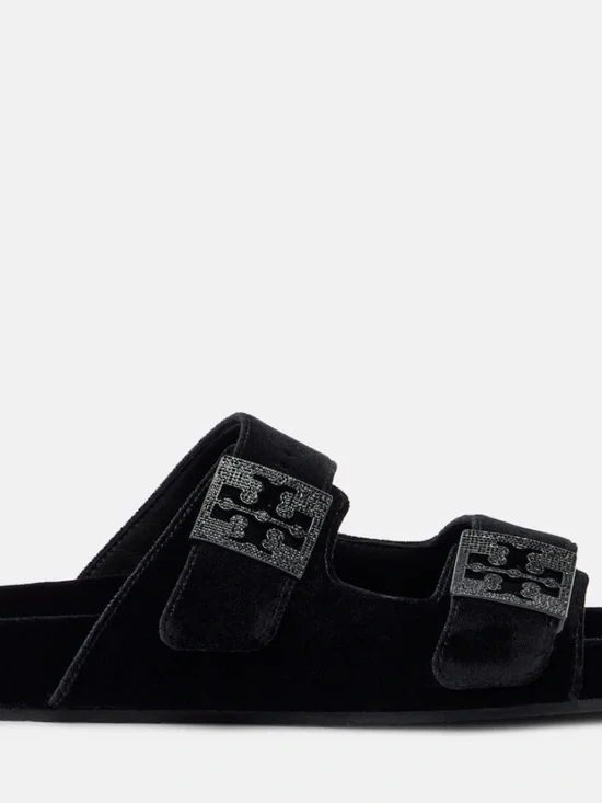 Tory Burch black Eleanor sandals velvet