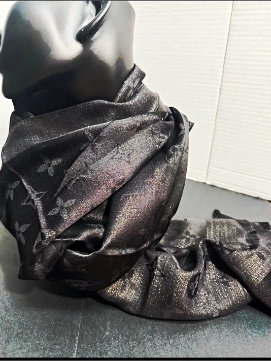 Louis Vuitton Black Monogram Lightweight Soft Scarf