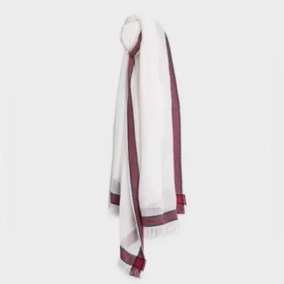 rag & bone Lance Logo Cotton Scarf NWT — Logo Cotton Wrap, Ivory/Red