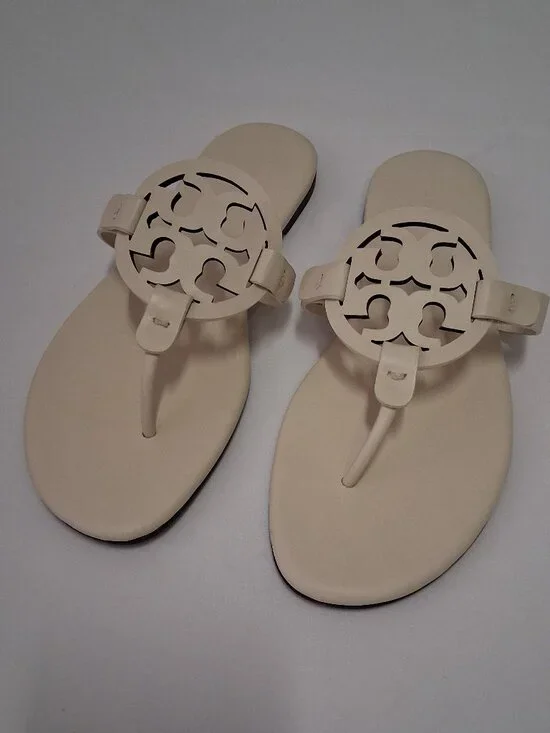 Tory Burch Womens Miller Soft Sandals - New Ivory/Off White - 8.5 A-Width