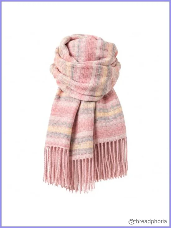 Classic Plaid Tassel Scarf, Oversized Winter Shawl, Soft Thick Knit Wrap