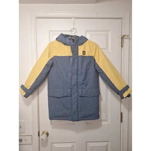 NWOT Quicksilver Youth Snowboard/Ski Jacket Medium 10/12 Yellow And Gray Zip