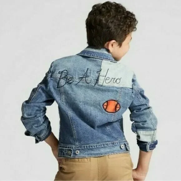 Cat & Jack Boys Patched Denim Jacket Size S (6-7)