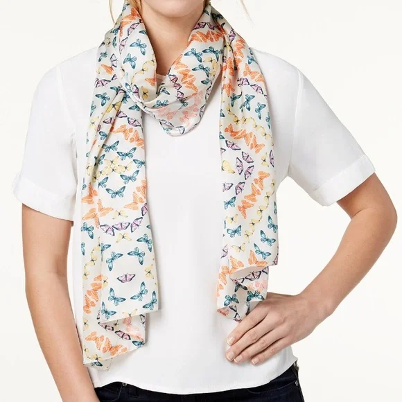 Echo Printed Silk Scarf Butterfly Multicolor NWT