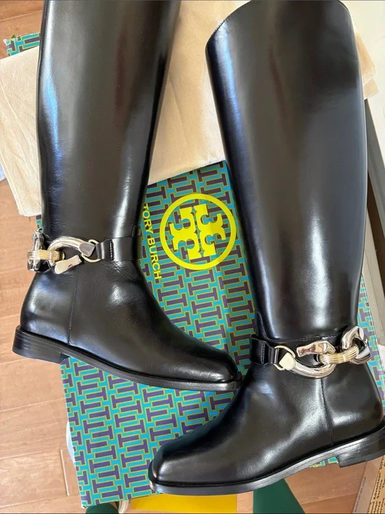 NWT Tory Burch Black Jessa Riding Boots