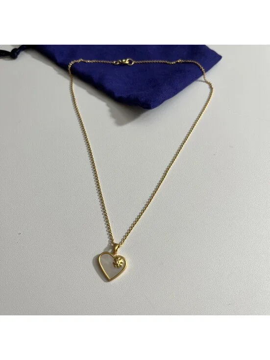 Tory Burch Roxanne heart logo charm pendant necklace