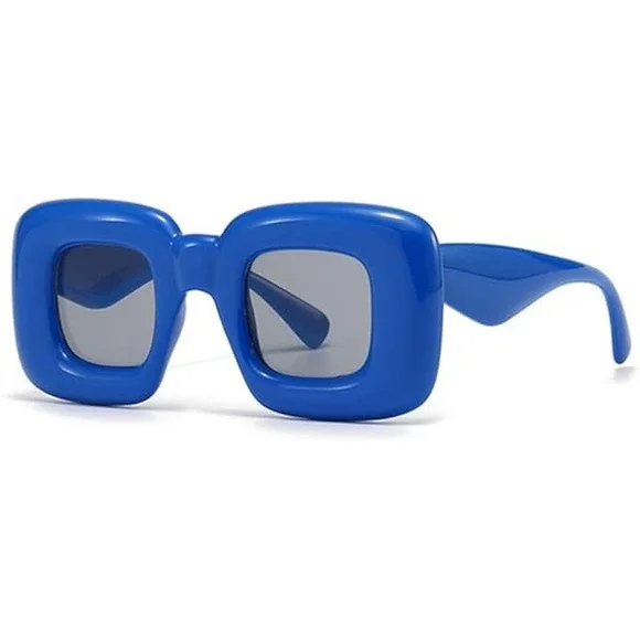 Square Blue Bold Sunglasses Women Fashion Statement Sun‎ Glasses Thick Frame New