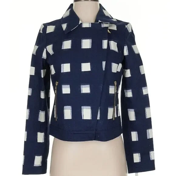 NWT Tory Burch Jacket Navy Blue And White Size 2