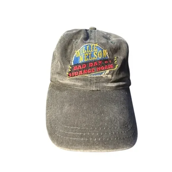 Vintage Willie Nelson dad hat Bad Day on a Strange Horse cap adjustable gray