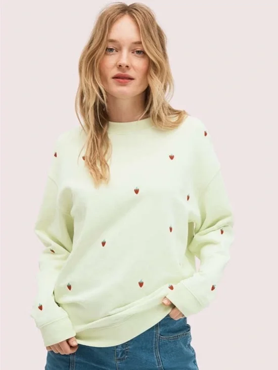 Kate spade keepsake korner embroidered berry sweatshirt