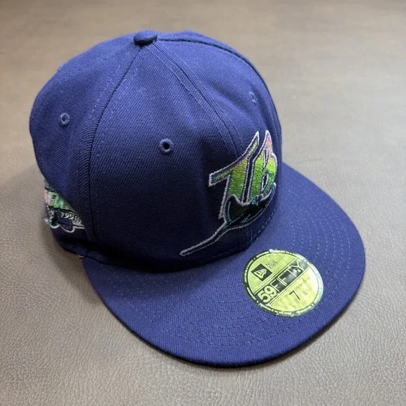 Vintage 90s Tampa Bay Devil Rays Hat Size 7-3/8 New Era Fitted 1998 Purple