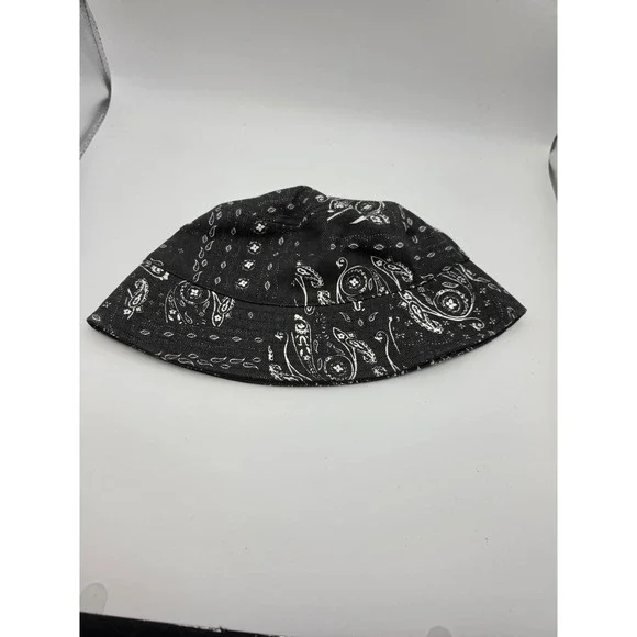 Original Use Mens Black White Paisley Bandana Print Bucket Hat One Size