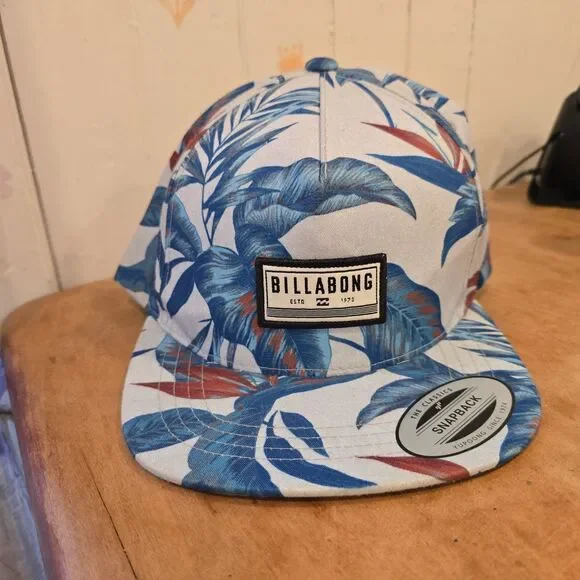 Billabong Snapback Head Ware Hat Bird Of Paradise Flower Hawaiian Summer Beach