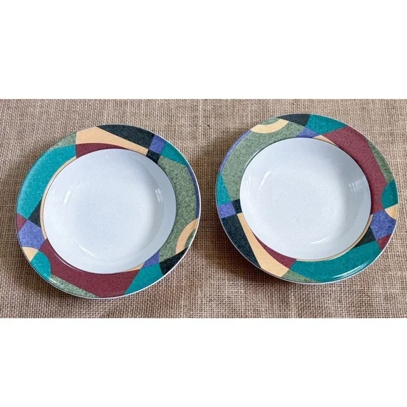 Vintage Studio Nova Impulse Bowl Set Abstract Geometric Speckled New Wave Funky