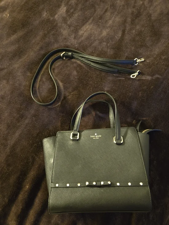 Kate Spade Black Leather Satchel with Removable Strap
