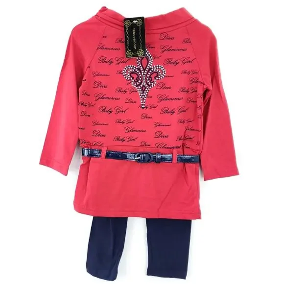 New Teddy Bloom Outfit Winter Diva Fleur-de-lis 4T Little Girls Red Rhinestone