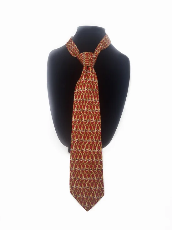 ✨Lancel Paris Vintage Red Silk Equestrian Strap Necktie - Hand Made in France✨