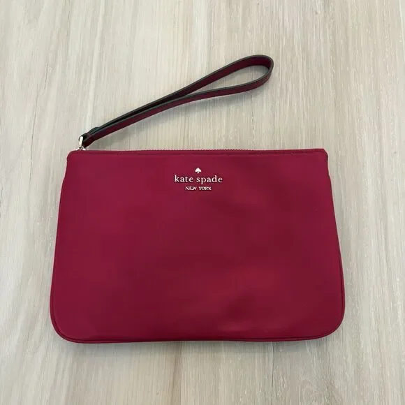 Kate Spade Chelsea The little Better Nylon Medium Wristlet Pouch Cranberry Red