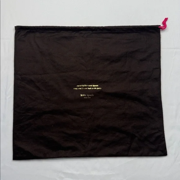 KATE SPADE purse cover 19 x 17 dust bag featuring gold lettering pink drawstring